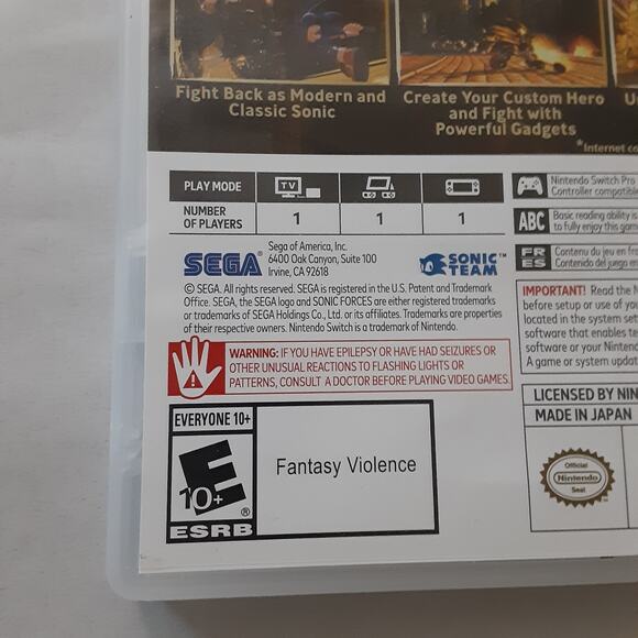 Sonic Forces Nintendo Switch Game W/Case Sega - Picture 6 of 7